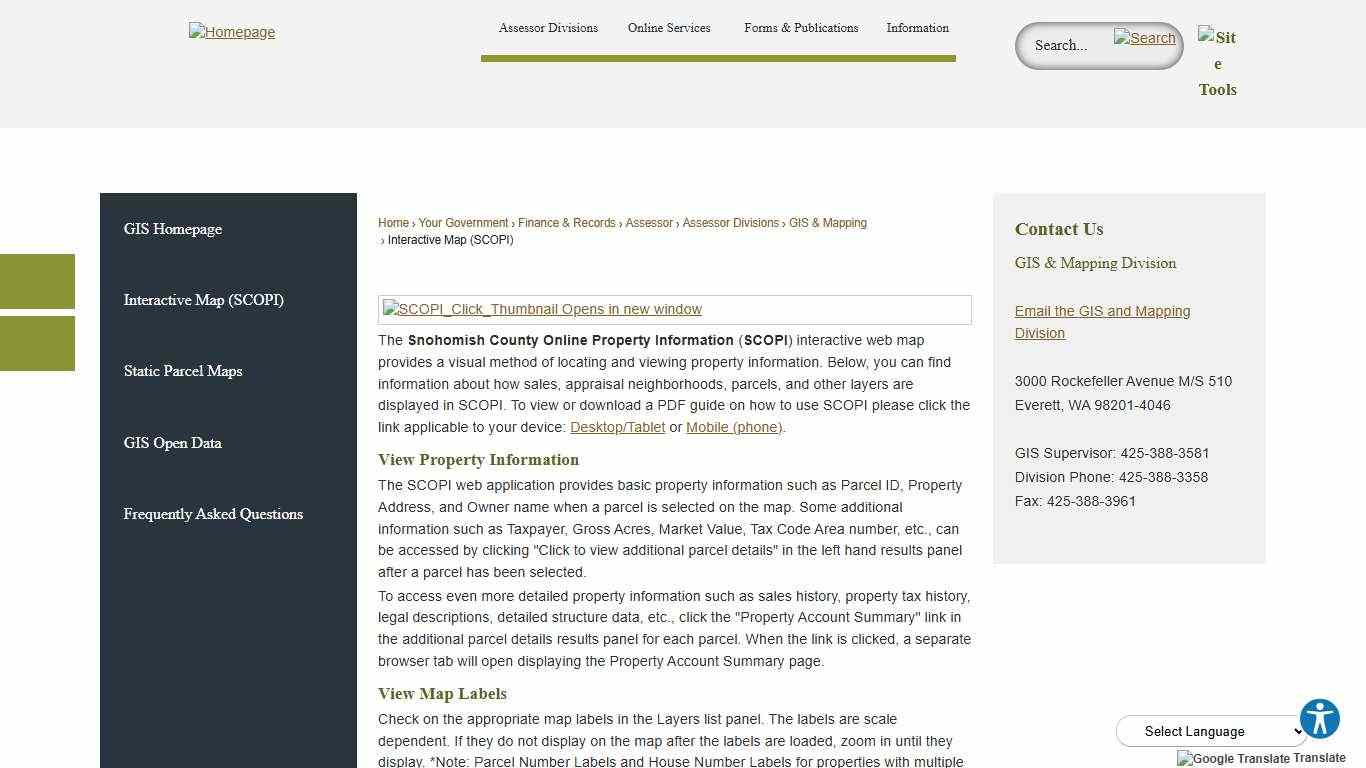 Interactive Map (SCOPI) Snohomish County, WA - Official Website