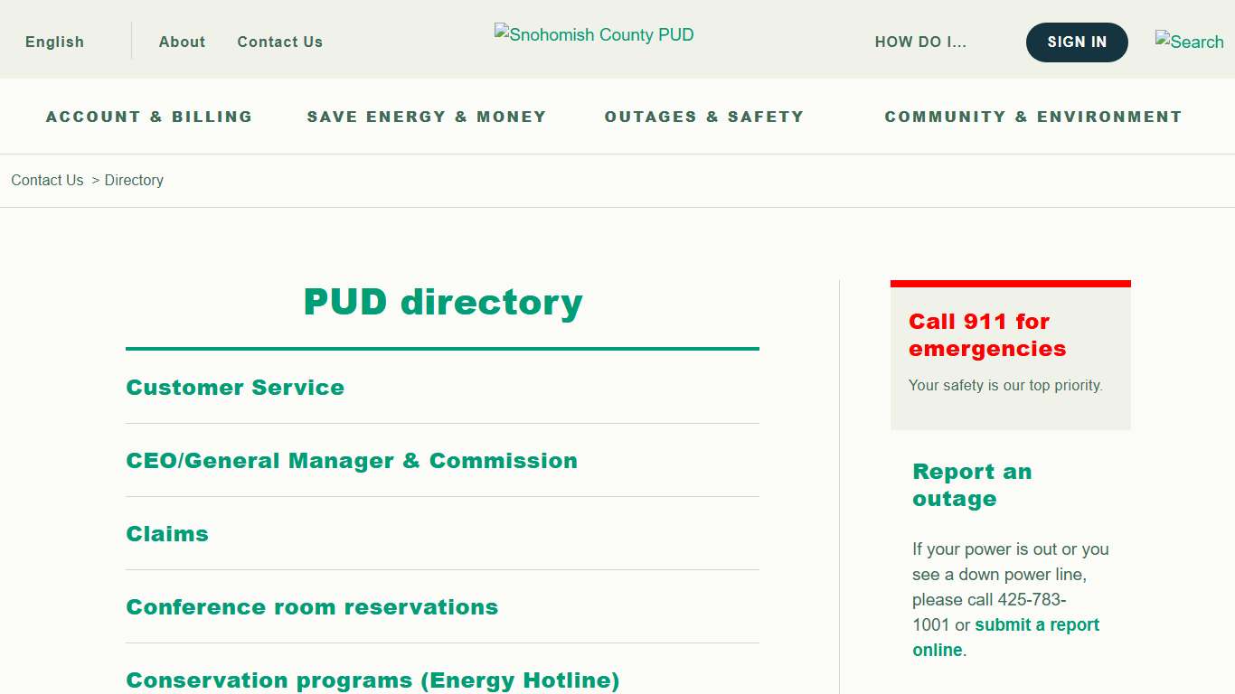Directory - Snohomish County PUD