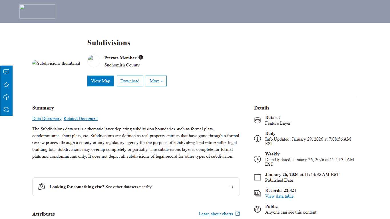 Subdivisions Snohomish County Open Data Portal